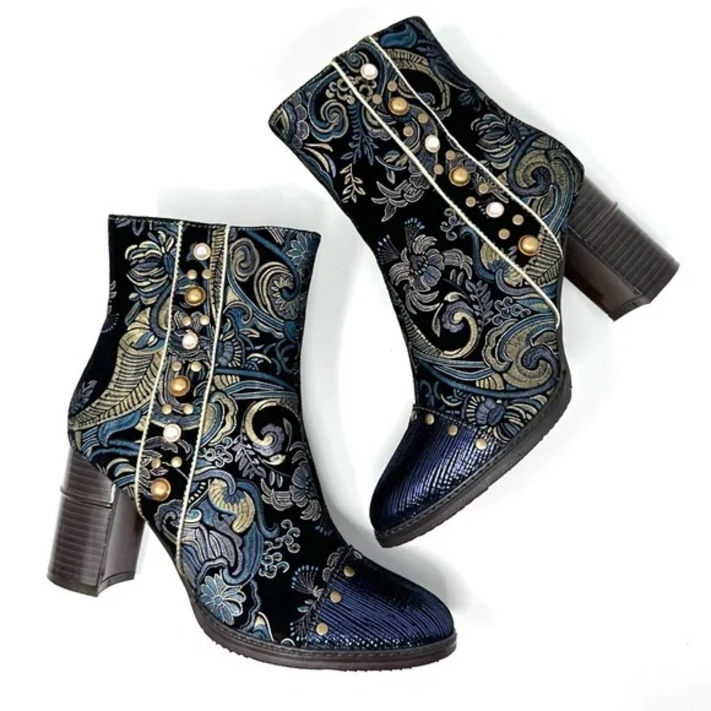 Socofy Bohemian‎ Stitched Boots Size 40/9-9.5 A40